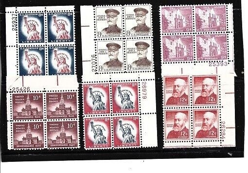 us Stamps-Scott # 1042-1045/A489-A495-Mint/NH-OG-1954-68- Plate Blocks of 4