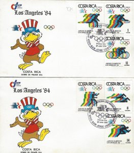 COSTA RICA SUMMER OLYMPICS LA '84, SOCCER,BOXING,BICYCLING,Sc 304-309 2 FDC 1984