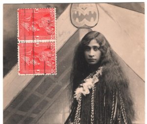 NEW ZEALAND Postcard *MAORI GIRL* Ethnic PPC Real Photo KGV View-Side Pair MA596