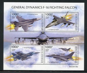 NIGER 2023 GENARAL DYNAMICS F-16 FIGHTING FALCON SHEET MINT NH