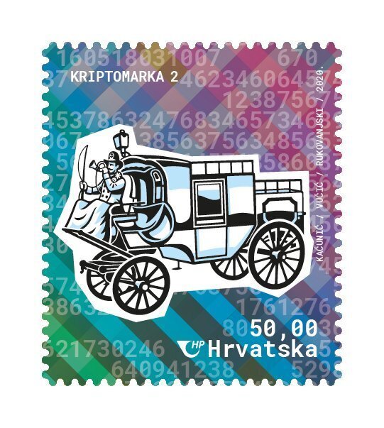 CROATIA CRYPTO STAMP 2 TRANSFER OF POSTAL HISTORY MAIL COACH, 2020