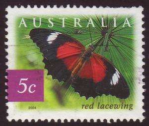 Australia 2004 Sc#2235 5c Red Lacewing Butterfly, Wildlife USED.