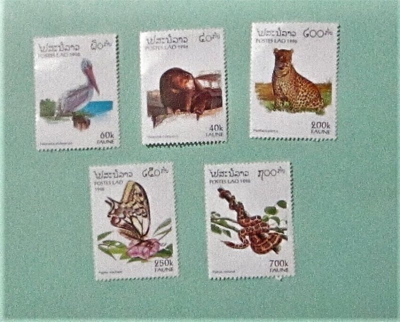 Laos - 1260-64, MNH Set. Fauna. SCV -$5.95