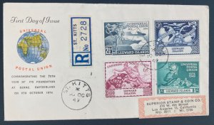 1949 St Kitts Leeward Isl First Day Cover FDC  Universal Postal Union 75th Anniv