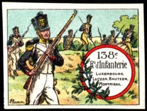 Vintage 1914–18 France WW I Delandre Poster Stamp 138th Infantry Regiment