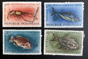 Indonesia #589-592 MH - Fish and Lobster c1963 (SCV ~ $2.80)