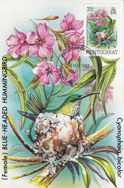 Montserrat 1983 Blue Headed Hummingbird First Day Card Unused VGC