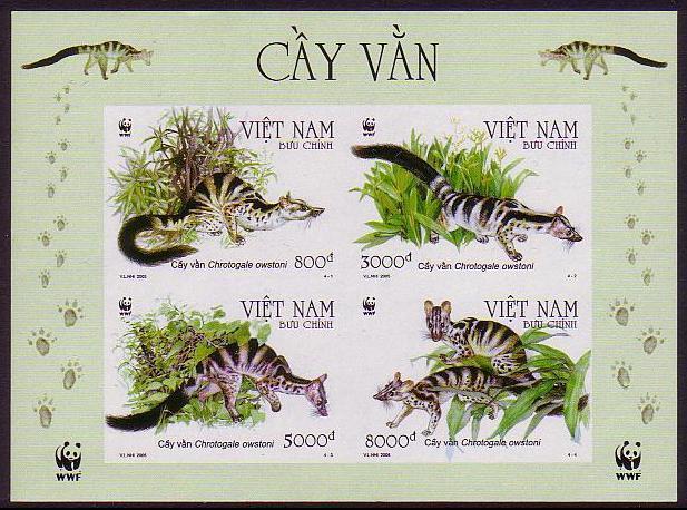 Vietnam WWF Owston's Banded Civet Miniature Sheet imperforated SG#MS2620