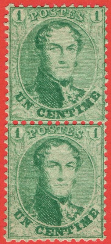 [sto632] BELGIUM 1863 COB#13A Pair MNH Very nice centering cv:$1550 FRESH COLOR