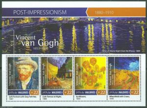 MALDIVES 2015 POST IMPRESSIONISM VINCENT van GOGH  SHEET MINT NH