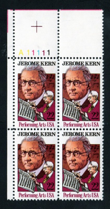 SC# 2110 - (22c) - Jerome Kern, MNH Plate Block/4 -UL # A11111