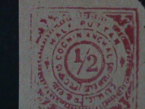 ​INDIA-FEUDATORY STATES- POSTAGE STAMP- IMPERF MNH -VF-OVER 100 YEARS OLD-