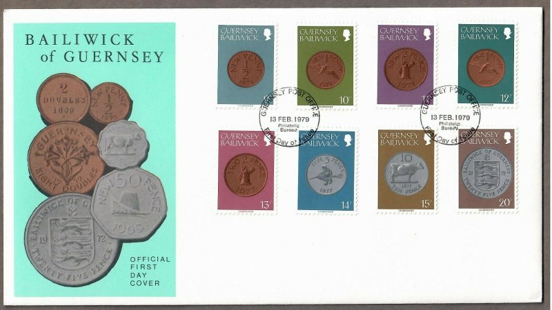 Guernsey # 181 - 188 Definitives Featuring Guernsey Coinage FDC - I Combine S/H
