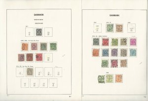 Denmark Stamp Collection on 6 Davo Pages, 1871-1934, JFZ