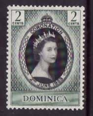 Dominica-Sc#141- id18-unused hinged  QEII Coronation set-1953-any rainbow