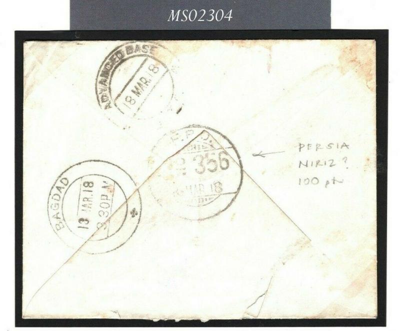 IRAQ MOTORBIKE MAIL Cover WW1 Indian FPO Forwarded c/o BAGHDAD TIMES 1918 MS2304