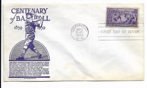US 855 (PL-1) 3c Baseball C.S. Anderson Cachet ECV 70.00