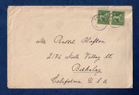 Sweden Sc #116 Vert Pair On A Cover to USA F-VF