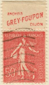 FRANCE - 1931 Bande pub  GREY-POUPON  (Anchois) sur Yv.199 50c t.IIA - Obl.