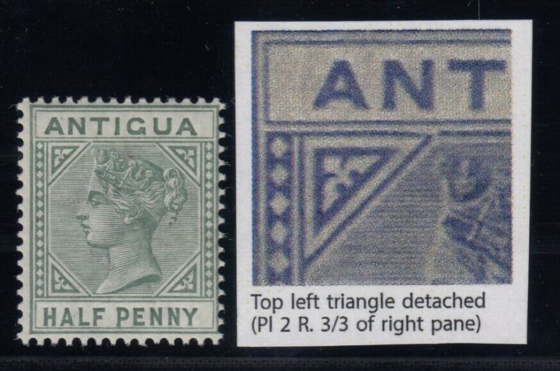 Antigua, SG 21a, MLH, Top Left Triangle Detached variety