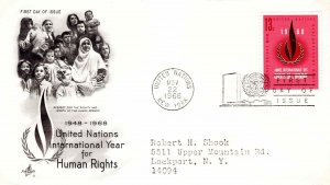 United Nations 1968 FDC Sc 191 Human Rights Artcraft Cachet UN New York