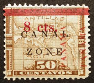 Canal Zone #20 50c 1906 MLH Shift Errors Broken Type