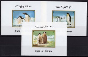 UMM AL QIWAIN 1972 Mi#630B/635B PENGUINS IN THE ANTARTICA 6 DELUXE S/S MNH