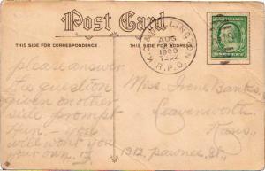 United States U.S. R.P.O.'s K.C. & Wellington 1909 909-E-4  PC.