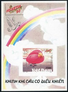 Viet Nam 2178 imperf,MNH.Michel 2248 Bl.84. Airships,1990.Unusual Zeppelins.