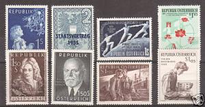 Austria Sc 597//B296 MNH. 1954-1957 issues, 8 cplt sets