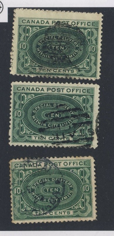 3x Canada Used Special Delivery 3xE1-10c 1x F/VF 2x Fine Guide Value = $30.00