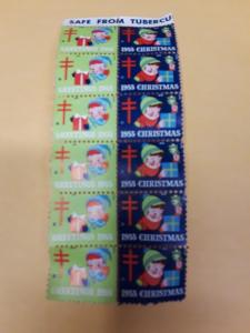 1955 Christmas Seal Block Of 12