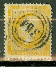 Norway 2 used 2-3 mm tear numeral 354 Ovrebo cancel Facit very rare CV $160++