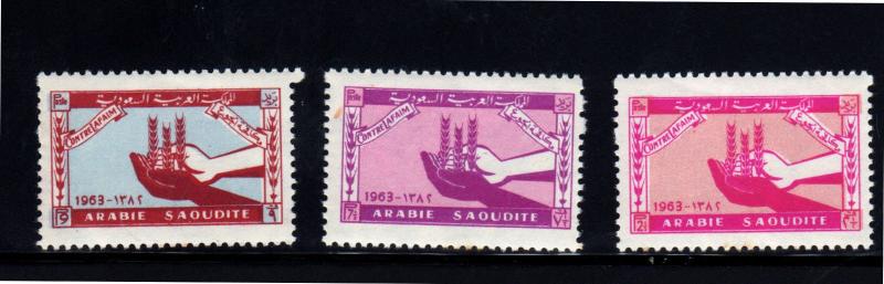 SAUDI ARABIA #274-276  1963  FREEDOM FROM HUNGER  MINT VF NH  O.G