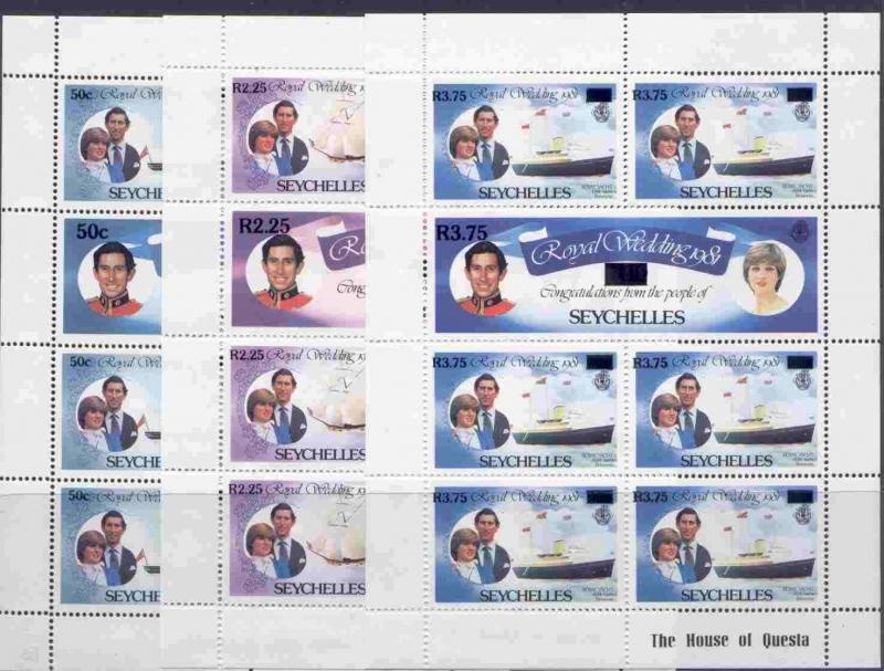 Seychelles 529a,31a,33a MNH Prince Charles, Princess Diana Wedding