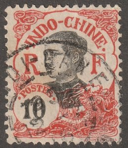 Indio China stamp,  Scott#45,   used,  hinged,  10c red/black,  #45