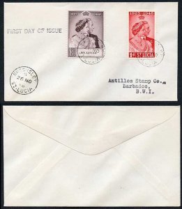 St Lucia SG144/5 Silver Wedding on SUPERB FIRST DAY COVER