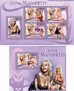 Jayne Mansfield Cinema Hollywood Movies Guinea-Bissau MNH stamp set