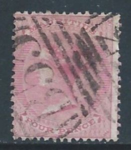 Mauritius #35 Used 4p Quenn Victoria - Wmk. 1