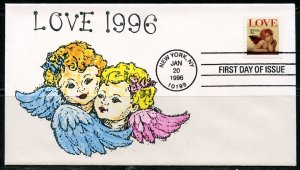 UNITED STATES 1996 LOVE FINGER LAKES STAMP CLUB CACHET FIRST DAY COVER AS SHOWN