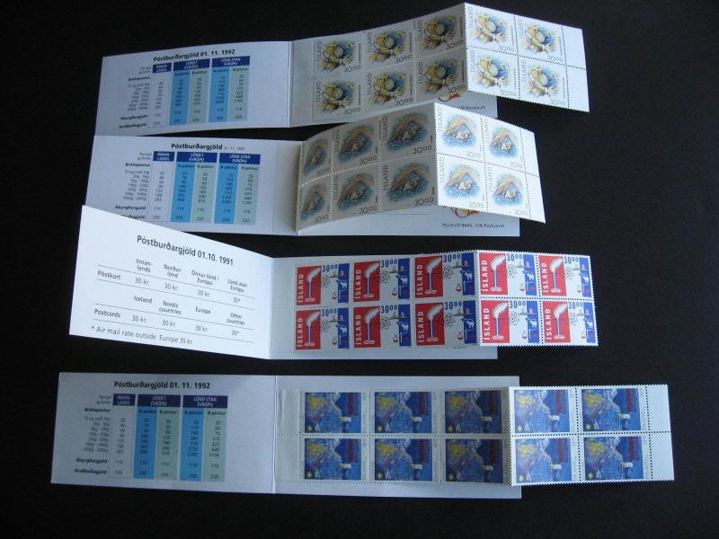 ICELAND 711, 711a, 752, 760 4 nice complete MNH booklets of 10 check them out!