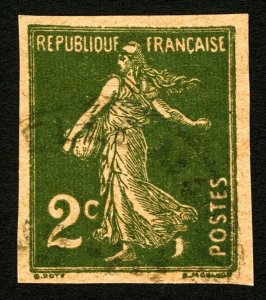 France #157 (VAR) 2c Imperf Sower No Ground VF Faintly Used w/Circle Date CXL