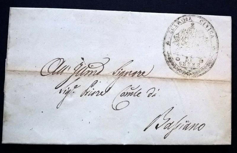 Italy Italia 1849 Entire Letter to Bassiano GUARDIA CIVICA DI SEZZE Cover