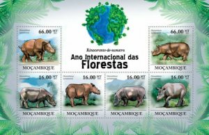 Mozambique 2011 MNH - Sumatran Rhinoceros. Michel: 4385-4390,  Scott: 2164