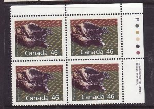 Canada-Sc#1172Ag-Unused NH 46c Wolverine-plate block UR-perf 14.4 x 13.8-1990-
