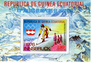 Equatorial Guinea Olympic Innsbruck 1976 Ski s/s Perforated mnh.vf