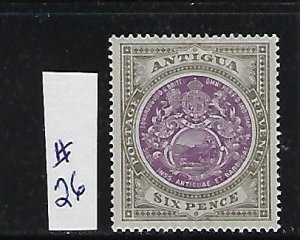 ANTIGUA SCOTT #26 1903 SEAL OF THE COLONY (BLACK/RED VIOLET)- WMK 1  MINT LH