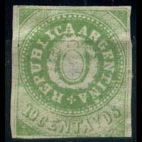 ARGENTINA 1863 - Scott# 7F Seal 10c NH no gum