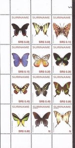 Surinam - 2005 Butterflies, Morpho, Jay, Birdwing - 12 Stamp Block - Scott #1323