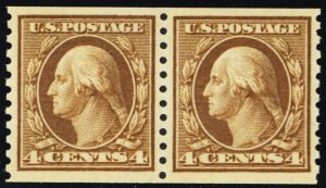 457, Mint VF/XF NH 4¢ Genuine Coil Pair - Stuart Katz